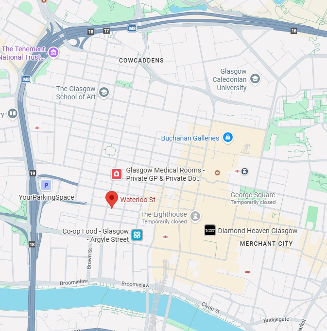 Approximate event location – Waterloo Street, Glasgow City Centre